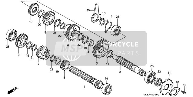 Honda C50S 1992 Transmission (C50DF/G/DG/SN) pour un 1992 Honda C50S